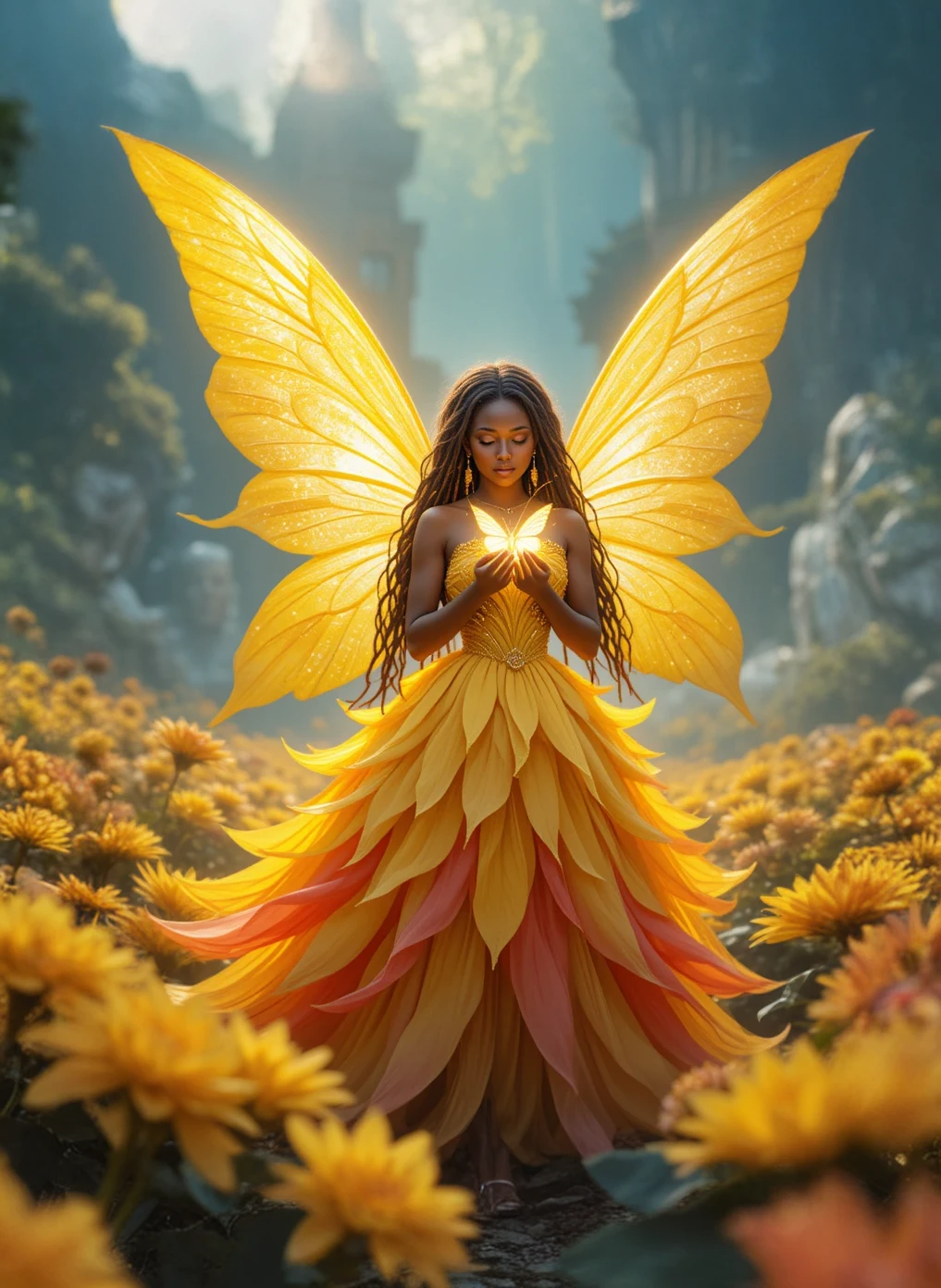 Golden Sunrise Fairy Digital Download